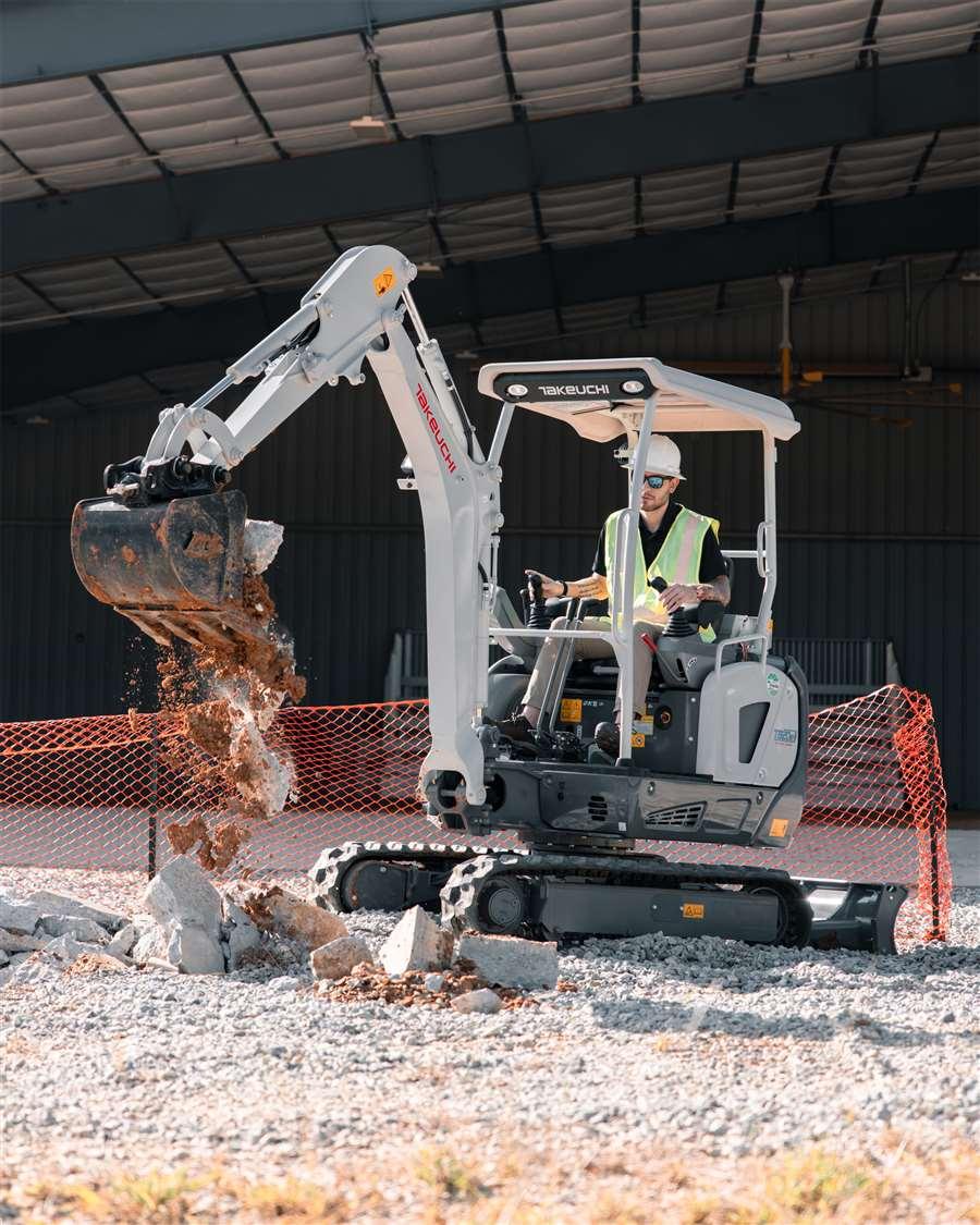 Takeuchi battery-powered compact excavator available worldwide